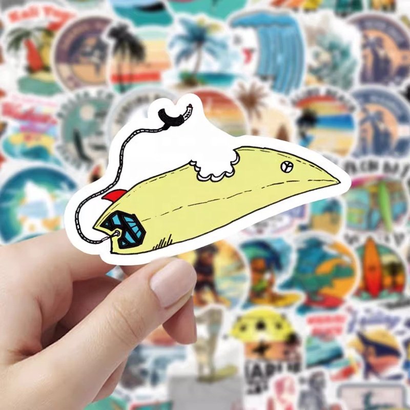 Custom Printing Logo Label Water Bottle Waterproof Vinyl Sticker Adhesive Die Cut Sticker for Notebook Computer Guitar Luggage