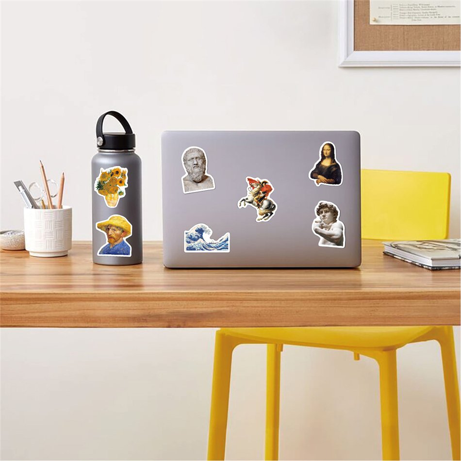 104pcs Oil Painting Art Vinyl Waterproof Stickers Cartoon Graffiti Stickers for Laptop Vintage Luggage Phone Stickers Printing