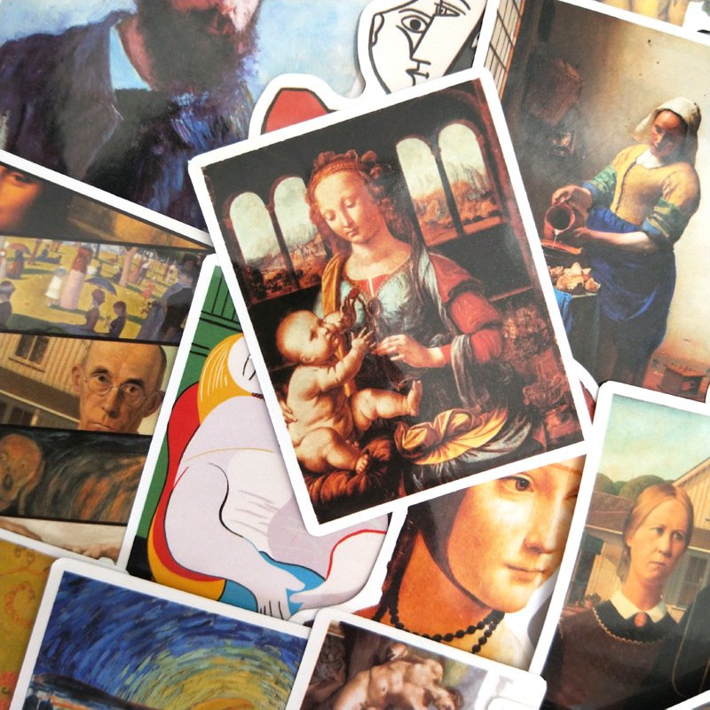 104pcs Oil Painting Art Vinyl Waterproof Stickers Cartoon Graffiti Stickers for Laptop Vintage Luggage Phone Stickers Printing