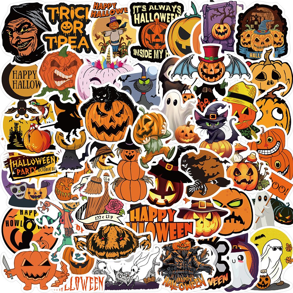 50Pcs Funny Cartoon Halloween Festival Decorative Sticker Label For Children Kids Gift Toy Home Wall Fridge Bottle