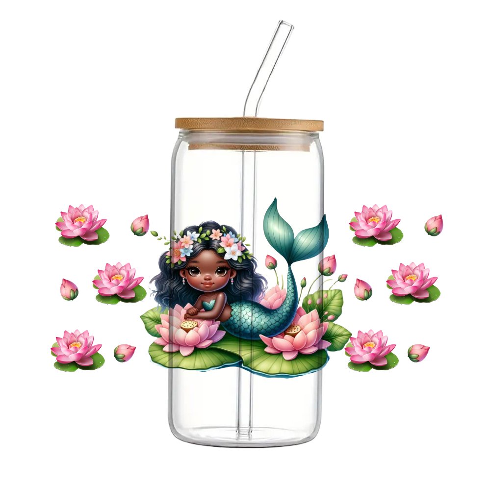 Black girl baby cartoon UV Waterproof DTF cup Sticker 16oz For Scrapbook phone case DIY Ceramic Cup wrap Sticker