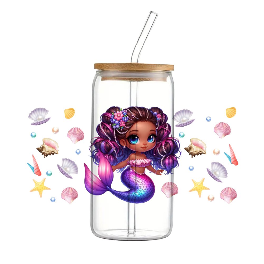 Black girl baby cartoon UV Waterproof DTF cup Sticker 16oz For Scrapbook phone case DIY Ceramic Cup wrap Sticker