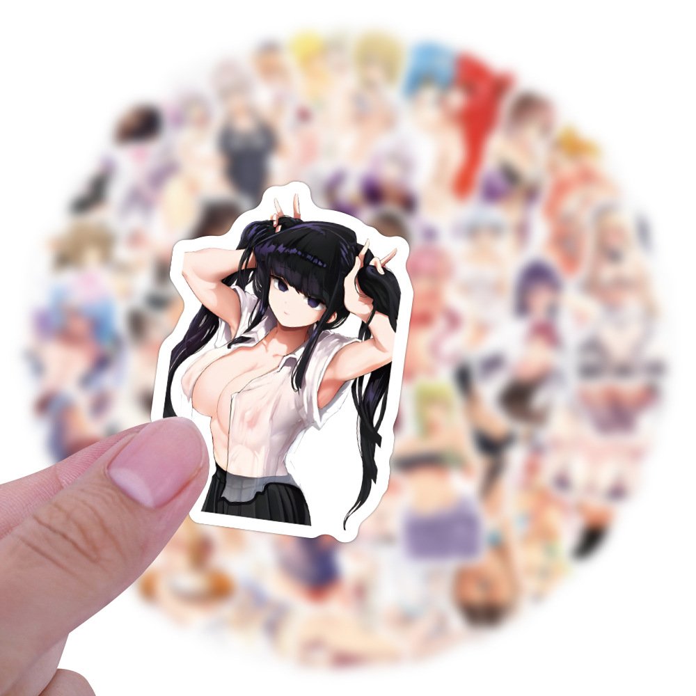 6 designs 50pcs/bag Anime sexy Girl in a bikini waterproof sticker removable stickers