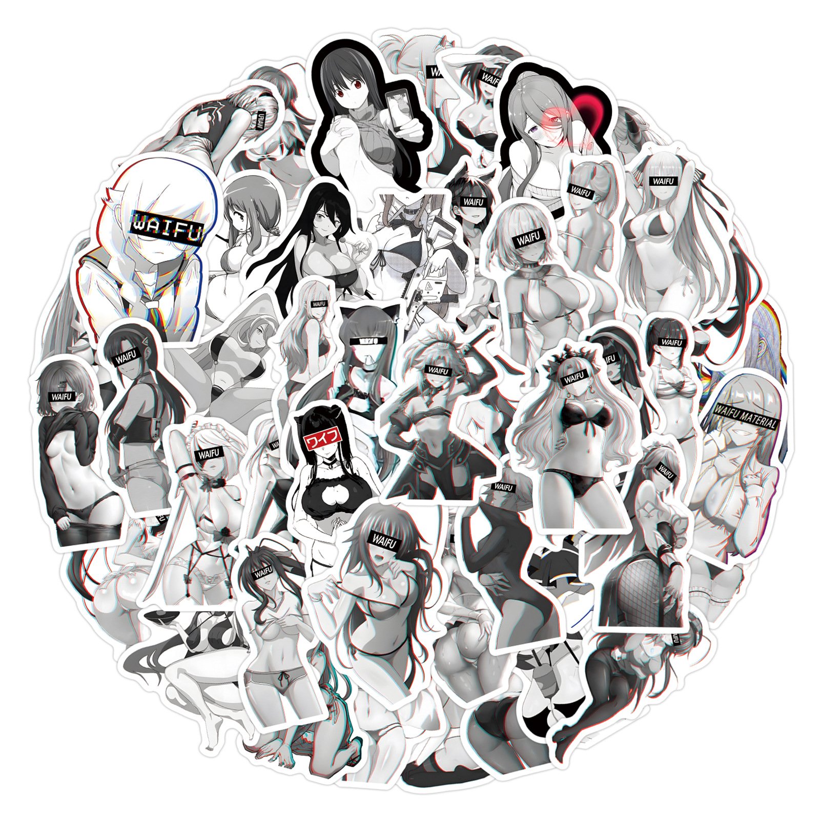 6 designs 50pcs/bag Anime sexy Girl in a bikini waterproof sticker removable stickers
