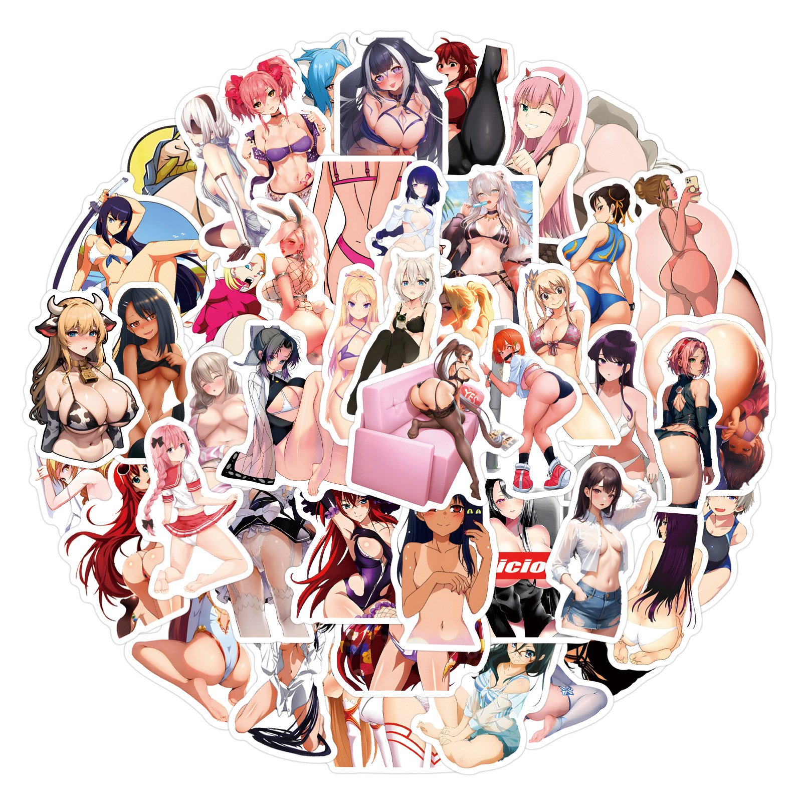 6 designs 50pcs/bag Anime sexy Girl in a bikini waterproof sticker removable stickers