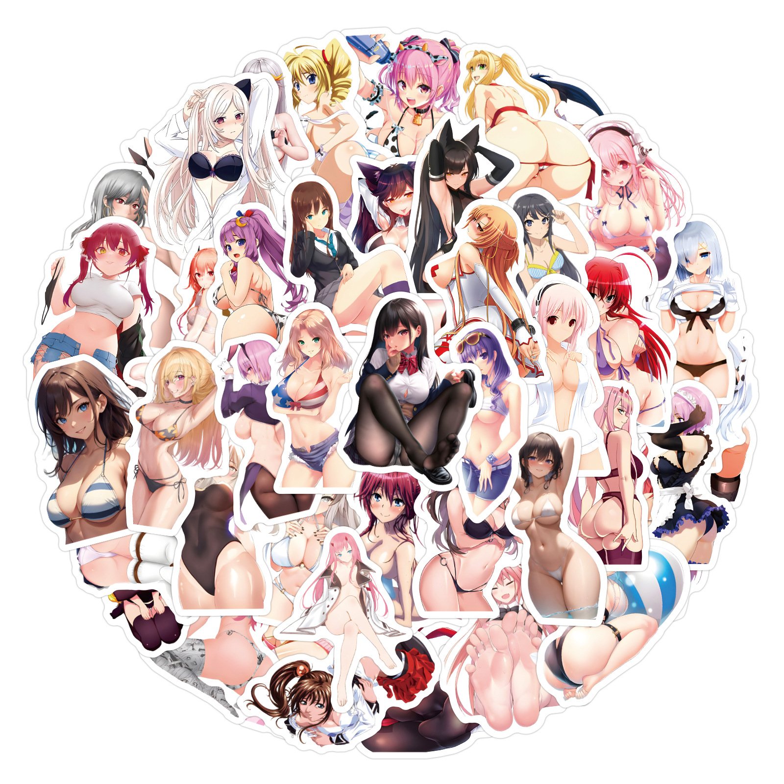6 designs 50pcs/bag Anime sexy Girl in a bikini waterproof sticker removable stickers