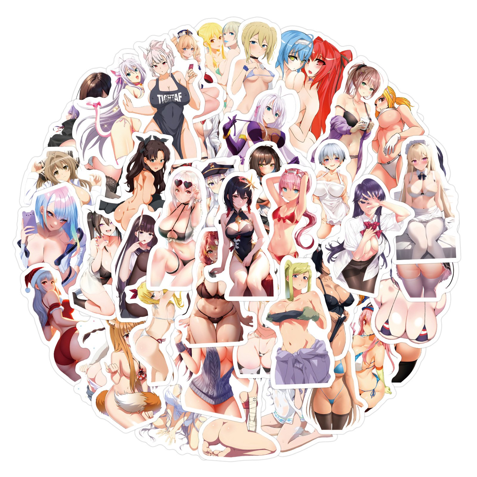 6 designs 50pcs/bag Anime sexy Girl in a bikini waterproof sticker removable stickers