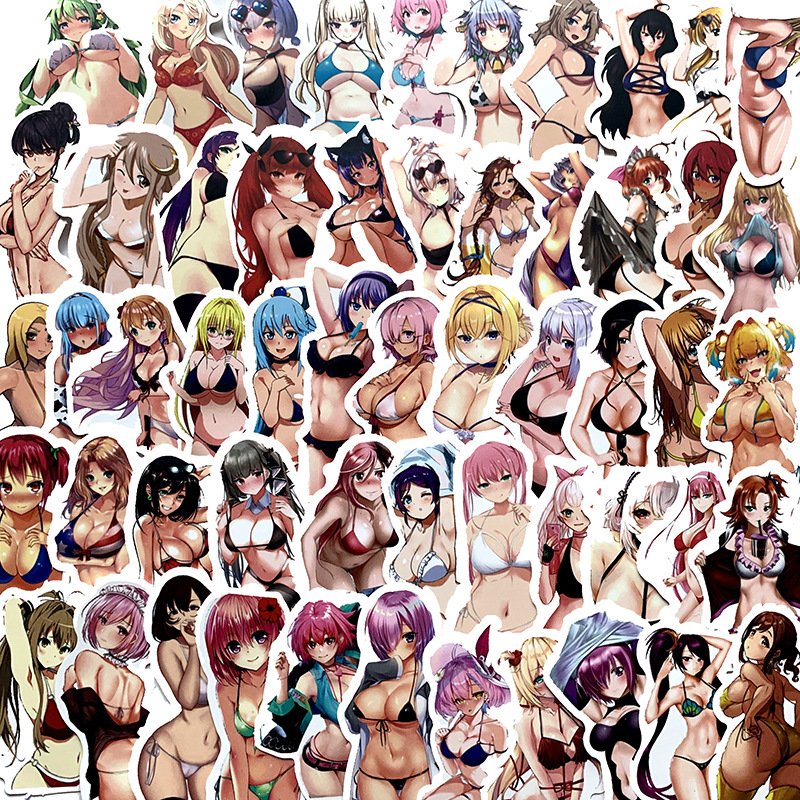 Custom Kawaii Girl Holographic Sticker Sexy Cartoon Anime Girl Logo Printing Vinyl Adhesive Hologram Stickers for Packaging