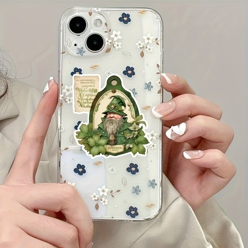 Green Plant Cartoon Stickers 50pcs PVC Waterproof Self Adhesive Vintage Envelope Sealing Vinyl Nature Labels Diary DIY Scrapbook