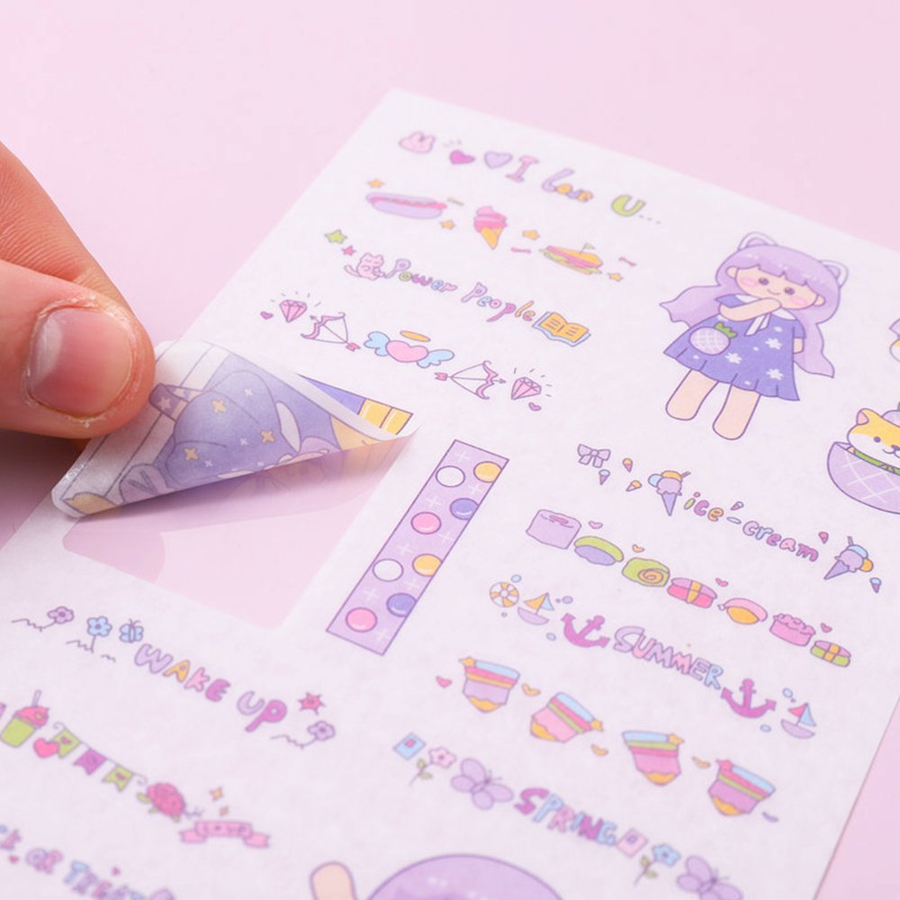 Customized Cute Anime Cartoon Handbook Decorative Stickers DIY PVC Material Hot Stamping Student Gift Stickers