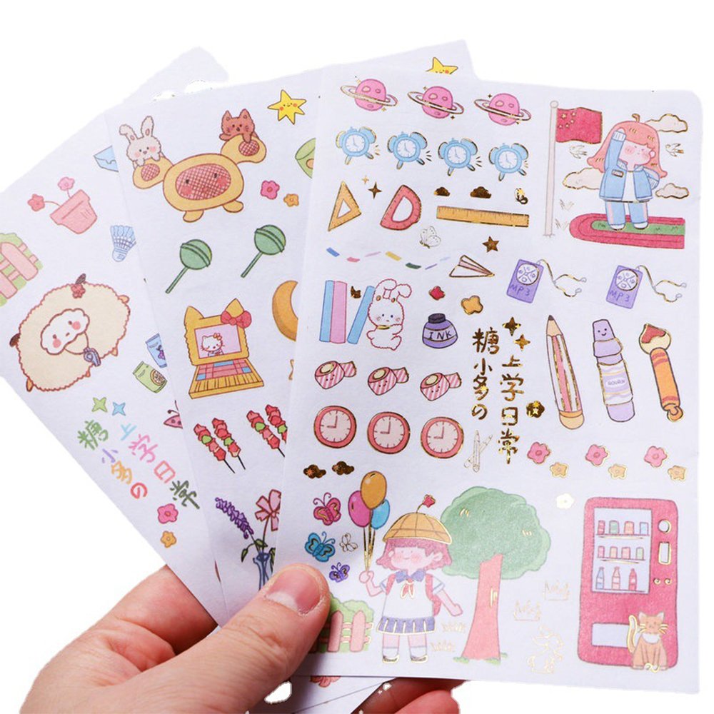 Customized Cute Anime Cartoon Handbook Decorative Stickers DIY PVC Material Hot Stamping Student Gift Stickers