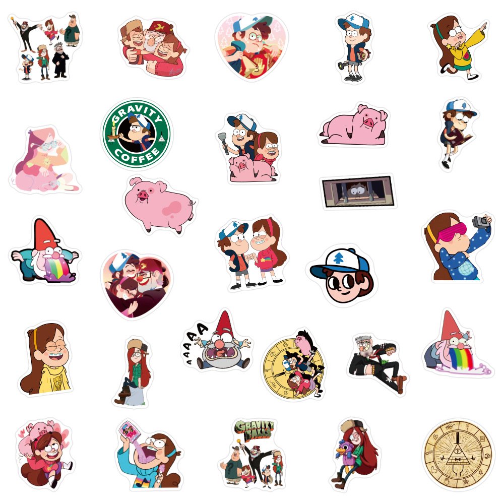 50Pcs New Gravity Falls Cartoon Graffiti Sticker For Girl Notebook Laptop Luggage PVC Custom Label Pack