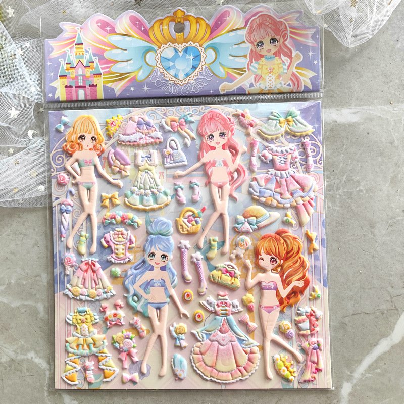 Wholesale Custom Cartoon Kids Sticker DIY Change Clothes Stickers Foam Reusable Puffy Stickers