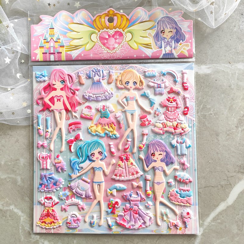 Wholesale Custom Cartoon Kids Sticker DIY Change Clothes Stickers Foam Reusable Puffy Stickers