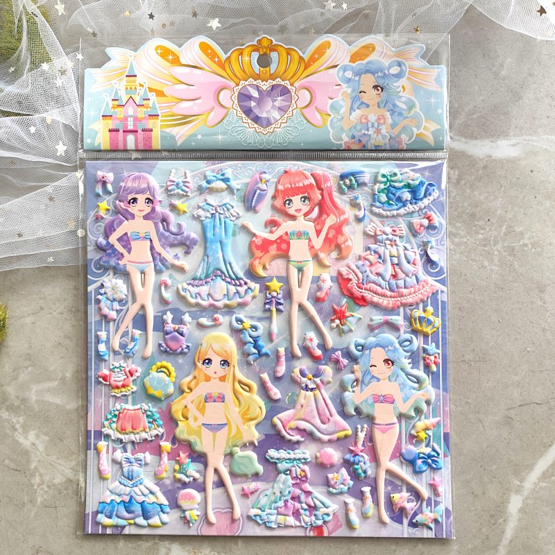 Wholesale Custom Cartoon Kids Sticker DIY Change Clothes Stickers Foam Reusable Puffy Stickers