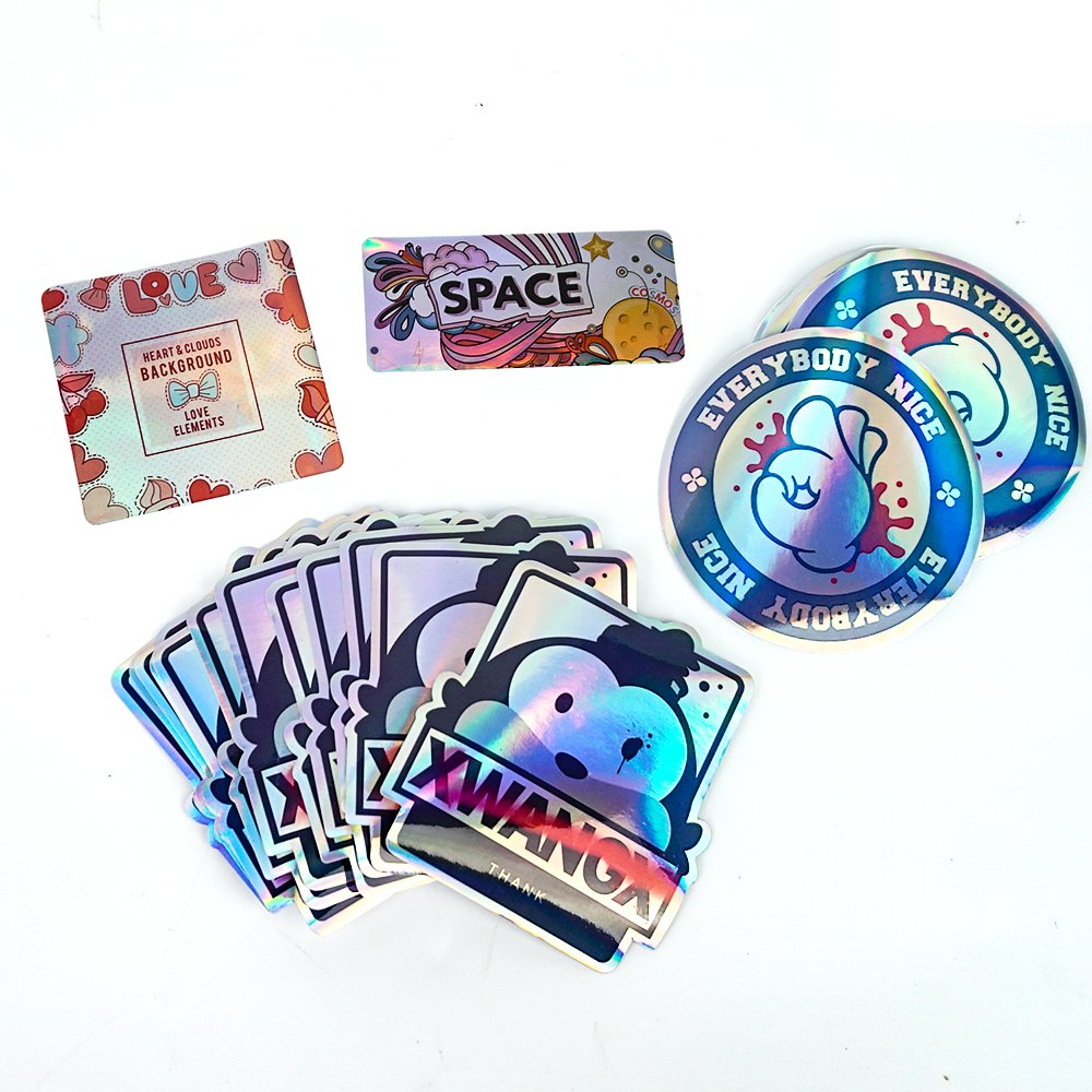Custom Die Cut Vinyl Stickers Printing, Adhesive Waterproof PVC Label Company Logo Design Holographic Cartoon Stickers