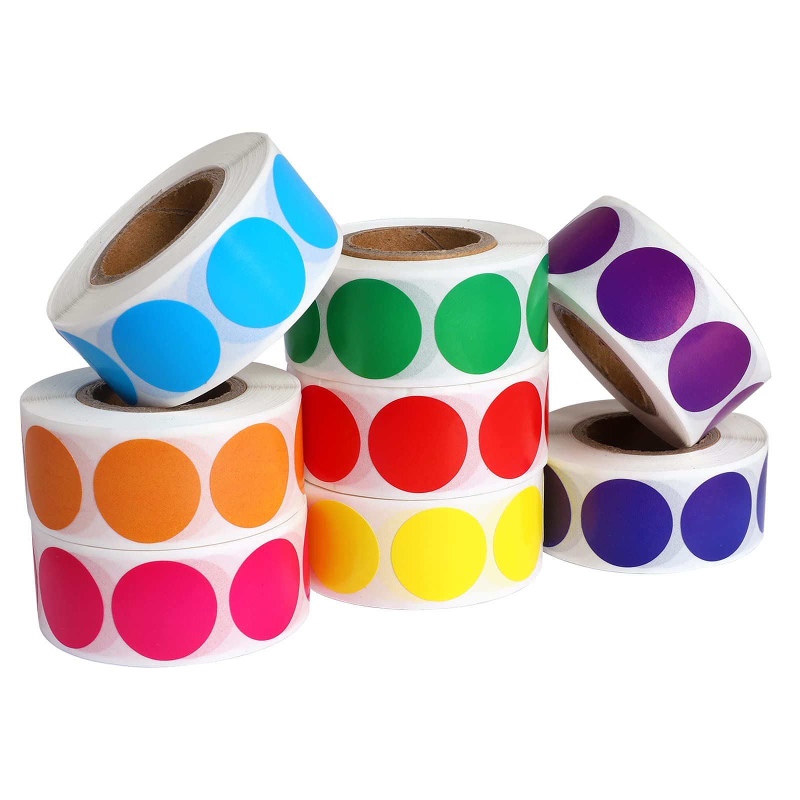 Custom Printing Round Direct Thermal Labels Blank Color Coding Dot Stickers Colored Thermal Paper Sticker Roll