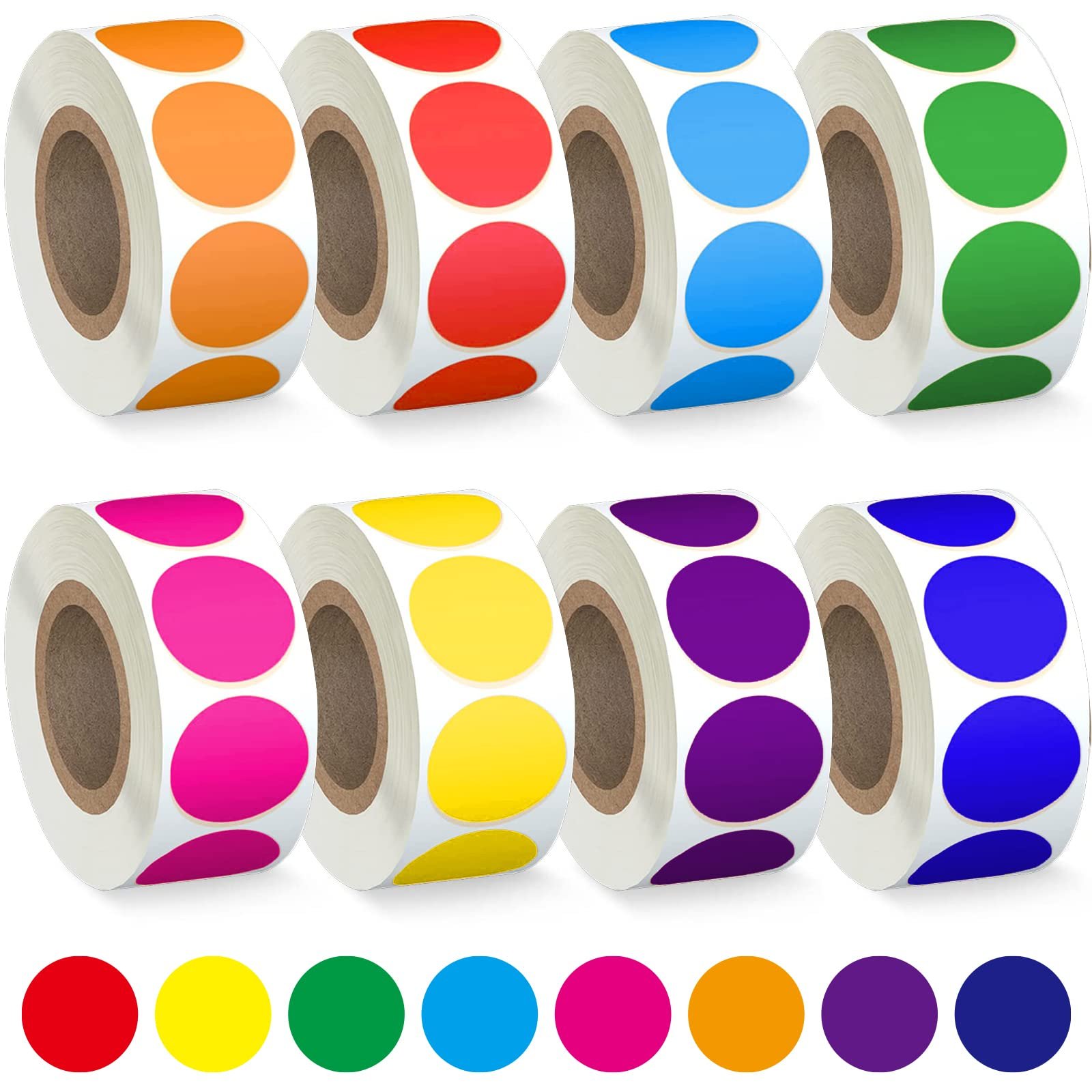 Custom Printing Round Direct Thermal Labels Blank Color Coding Dot Stickers Colored Thermal Paper Sticker Roll