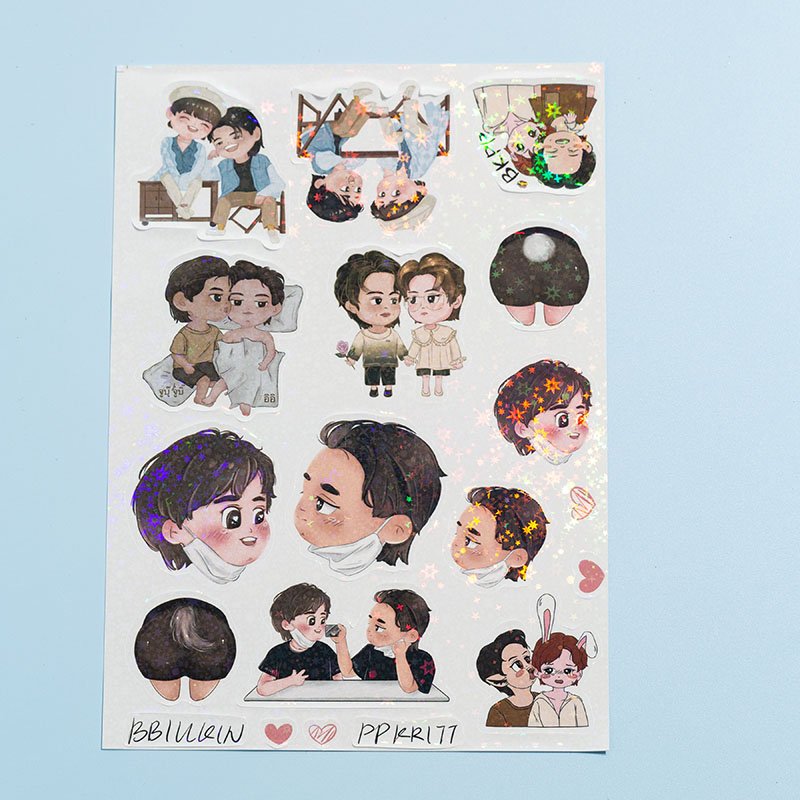 Customized Printed Waterproof Vinyl Self Adhesive Custom Sticker Sheet Paper Kiss Cut Glitter Sticker Sheet
