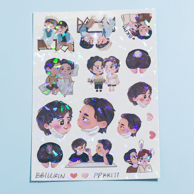 Customized Printed Waterproof Vinyl Self Adhesive Custom Sticker Sheet Paper Kiss Cut Glitter Sticker Sheet