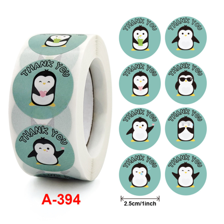 Cute Cartoon Stickers Winter Stickers Roll 1 Inch Seal Thank You Card Labels Teacher Reward Stickers for Kids
