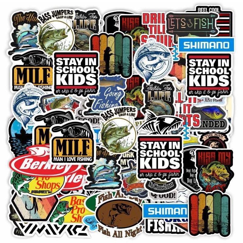 50 pcs / bag Cartoon Hiking outdoor fishing Stickers Decorations for kids Skateboard Vinyl Waterproof Manufacture Sticker