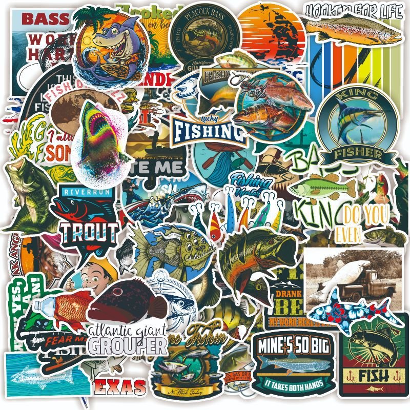 50 pcs / bag Cartoon Hiking outdoor fishing Stickers Decorations for kids Skateboard Vinyl Waterproof Manufacture Sticker