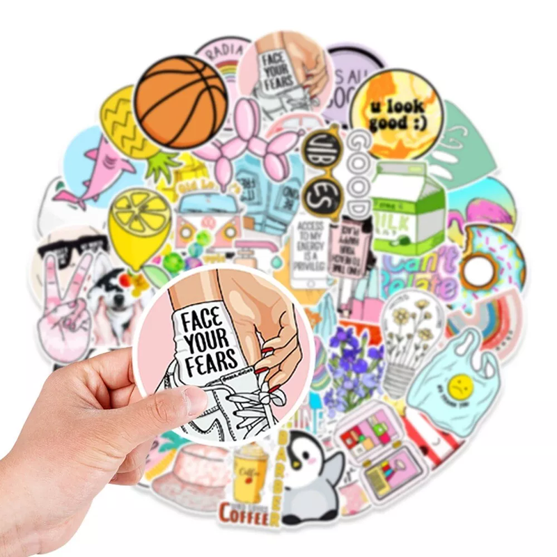 CS Custom Custom Wholesale Adhesive Label UV Waterproof Die Cut Stickers White Vinyl Cartoon Sticker Printing