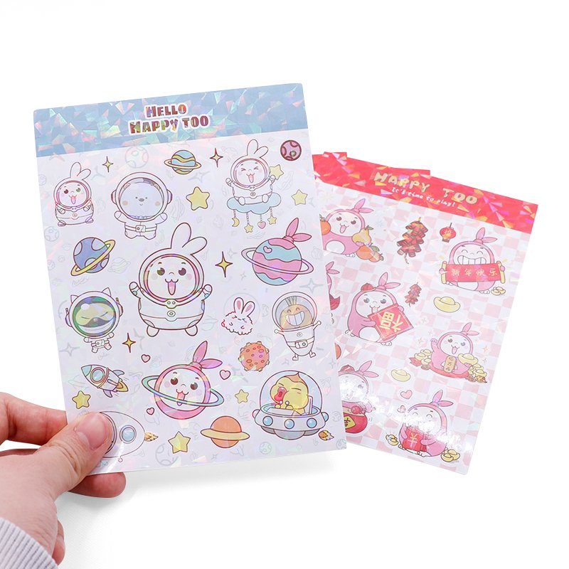 Factory Custom Adhesive PVC Cartoon Happy Too Sticker Sheet Vinyl Kiss Cut Sticker Sheet