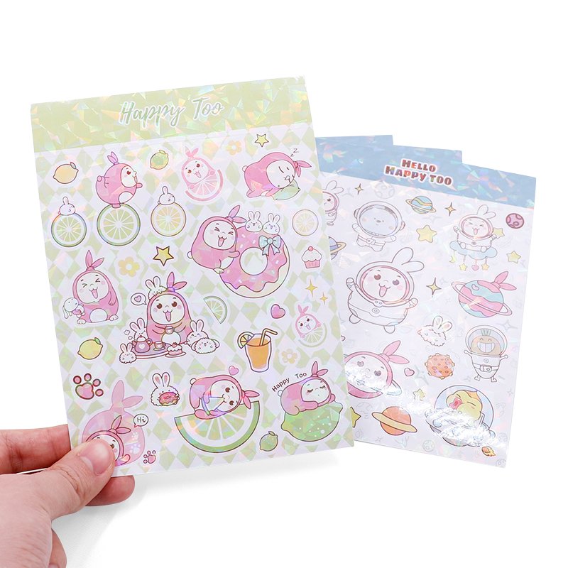 Custom Colorful Kiss Cut Adhesive Planner Sticker Sheet Waterproof Vinyl Cartoon Stickers for Kids