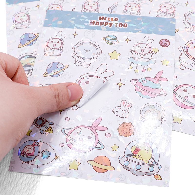 Custom Colorful Kiss Cut Adhesive Planner Sticker Sheet Waterproof Vinyl Cartoon Stickers for Kids