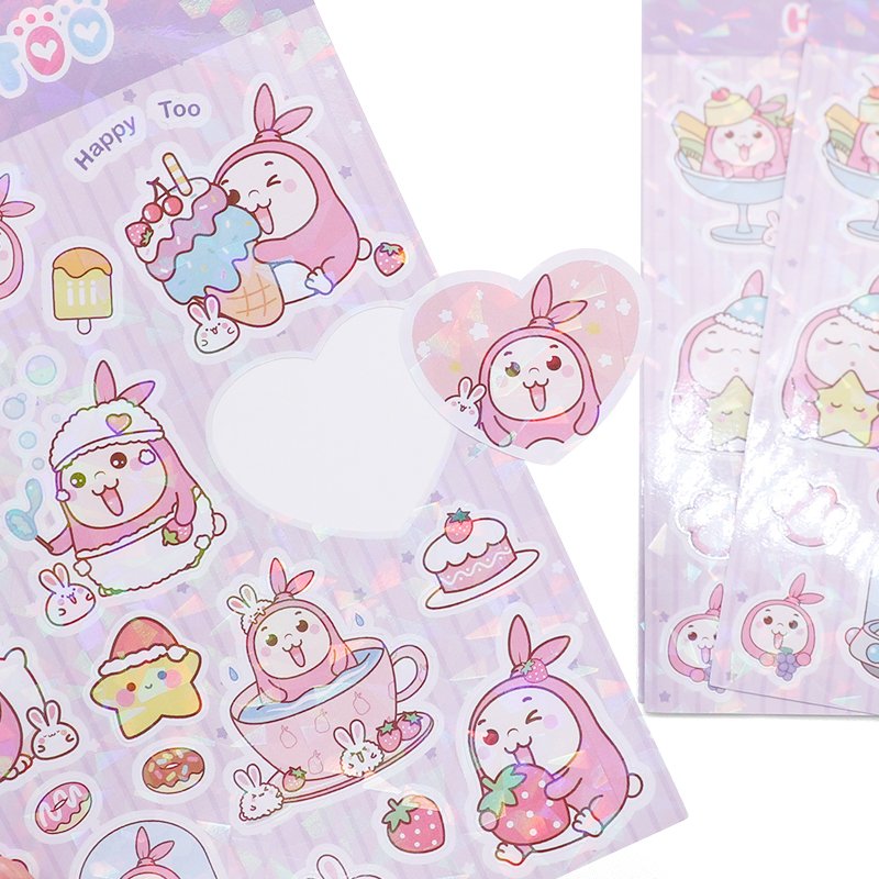 Custom Colorful Kiss Cut Adhesive Planner Sticker Sheet Waterproof Vinyl Cartoon Stickers for Kids
