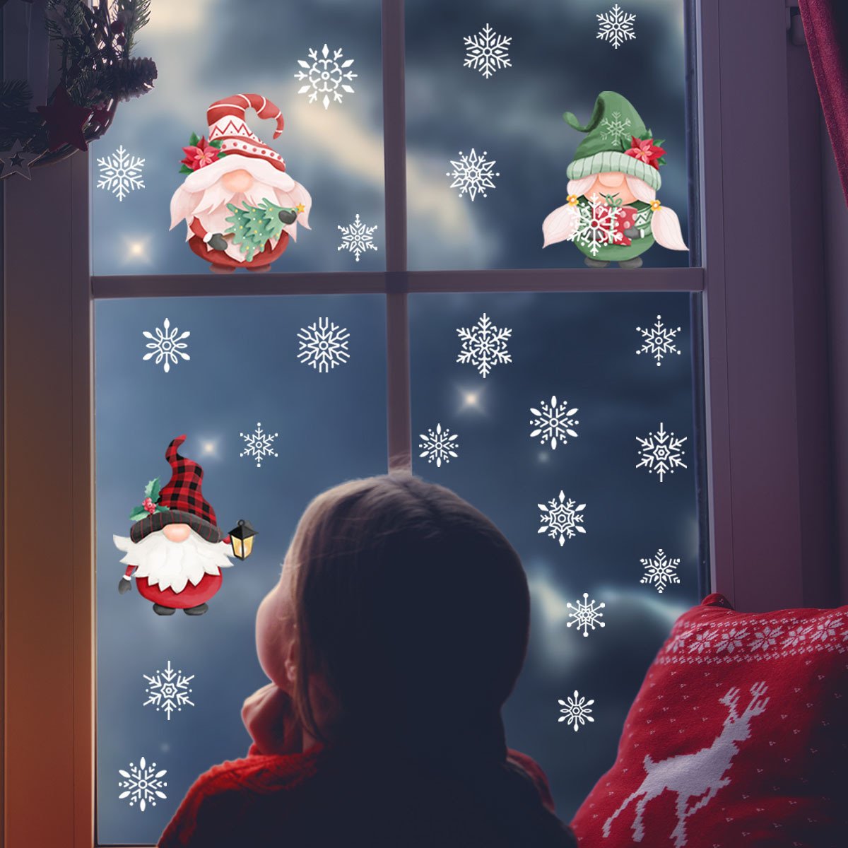 Wholesale new cross-border Christmas wall stickers snow cartoon Santa Claus faceless window decoration wall stickers