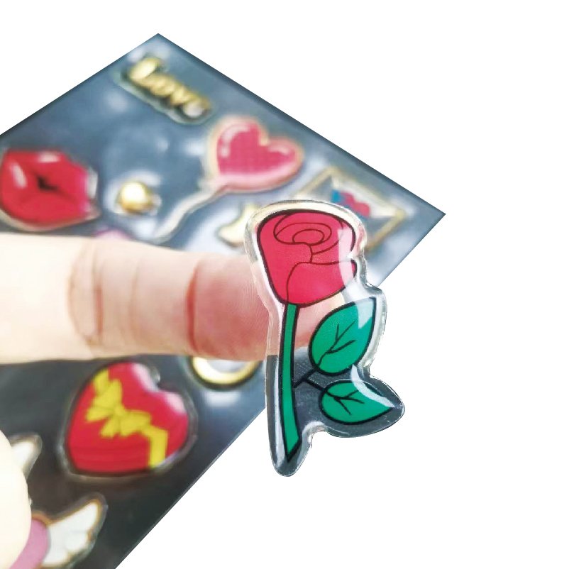 Custom printed cartoon bear transparent clear epoxy resin 3D crystal dome label stickers
