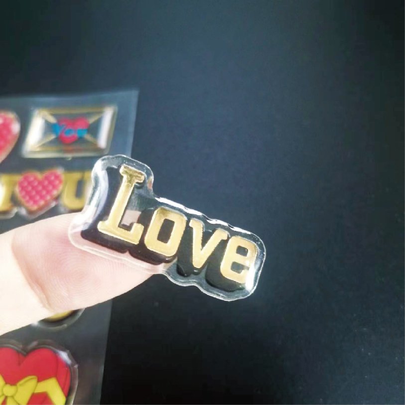 Custom printed cartoon bear transparent clear epoxy resin 3D crystal dome label stickers