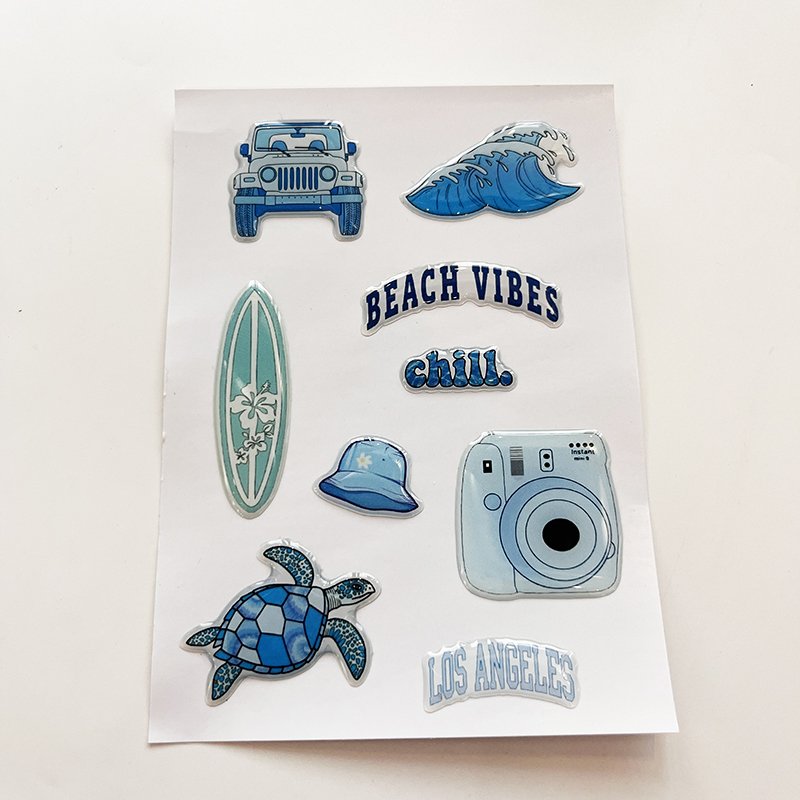 Wholesale Custom Epoxy Sticker Sheet Printing Adhesive Epoxy Domed Cartoon Shape Stickers Sheets For Phone Case
