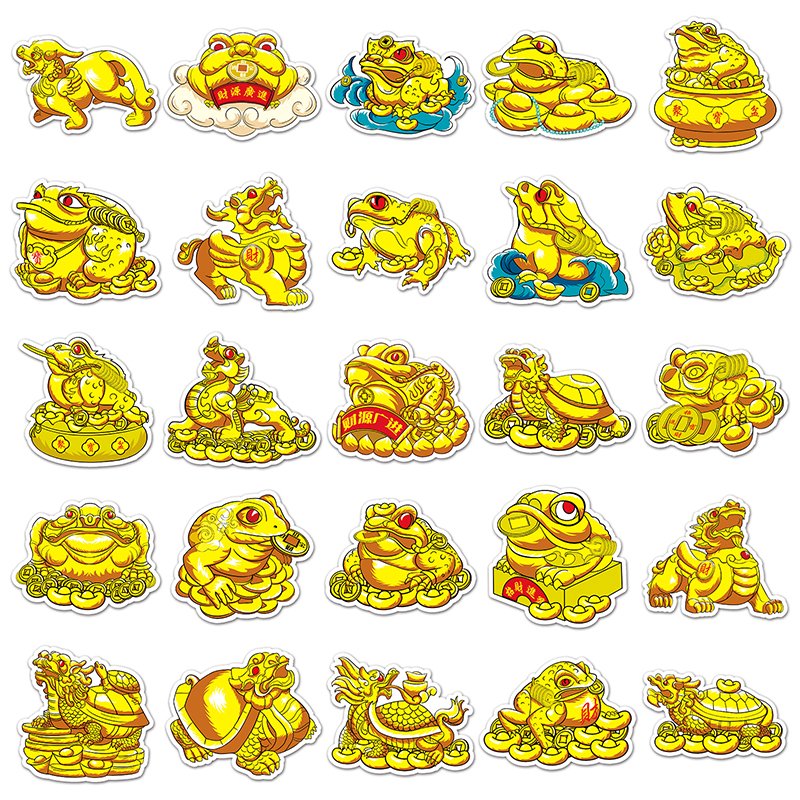 50pcs Hot Sale Die-cut Chinese Style Cartoon PVC Sticker Printing Vinyl Original Fortune Mascot Stickers