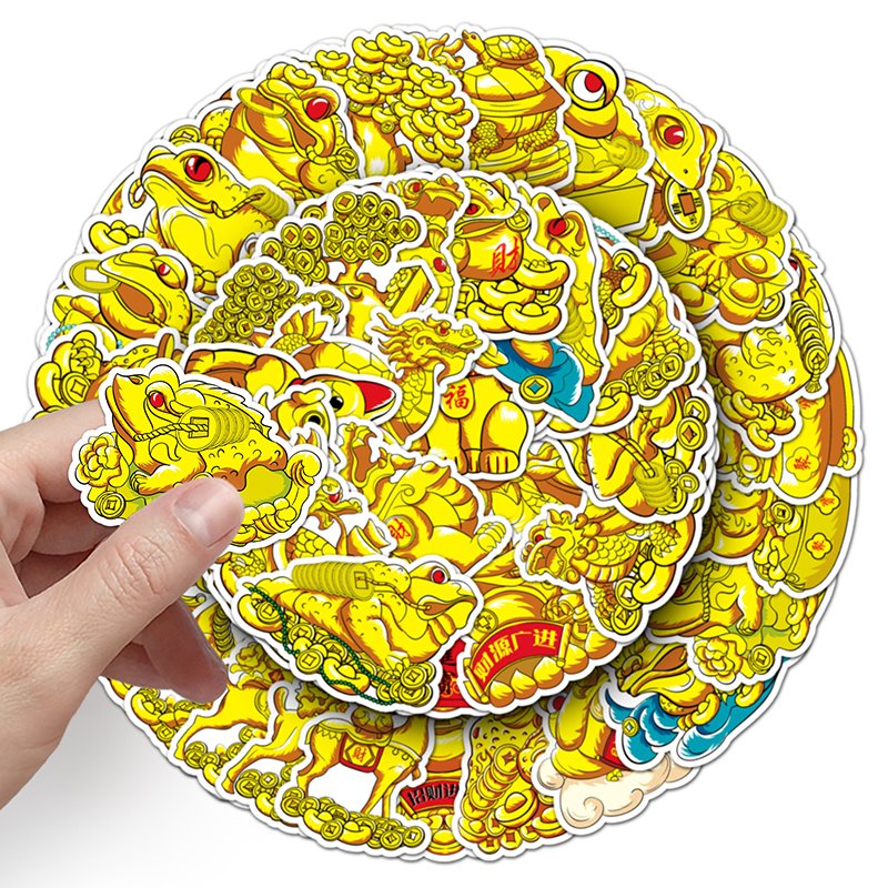 50pcs Hot Sale Die-cut Chinese Style Cartoon PVC Sticker Printing Vinyl Original Fortune Mascot Stickers