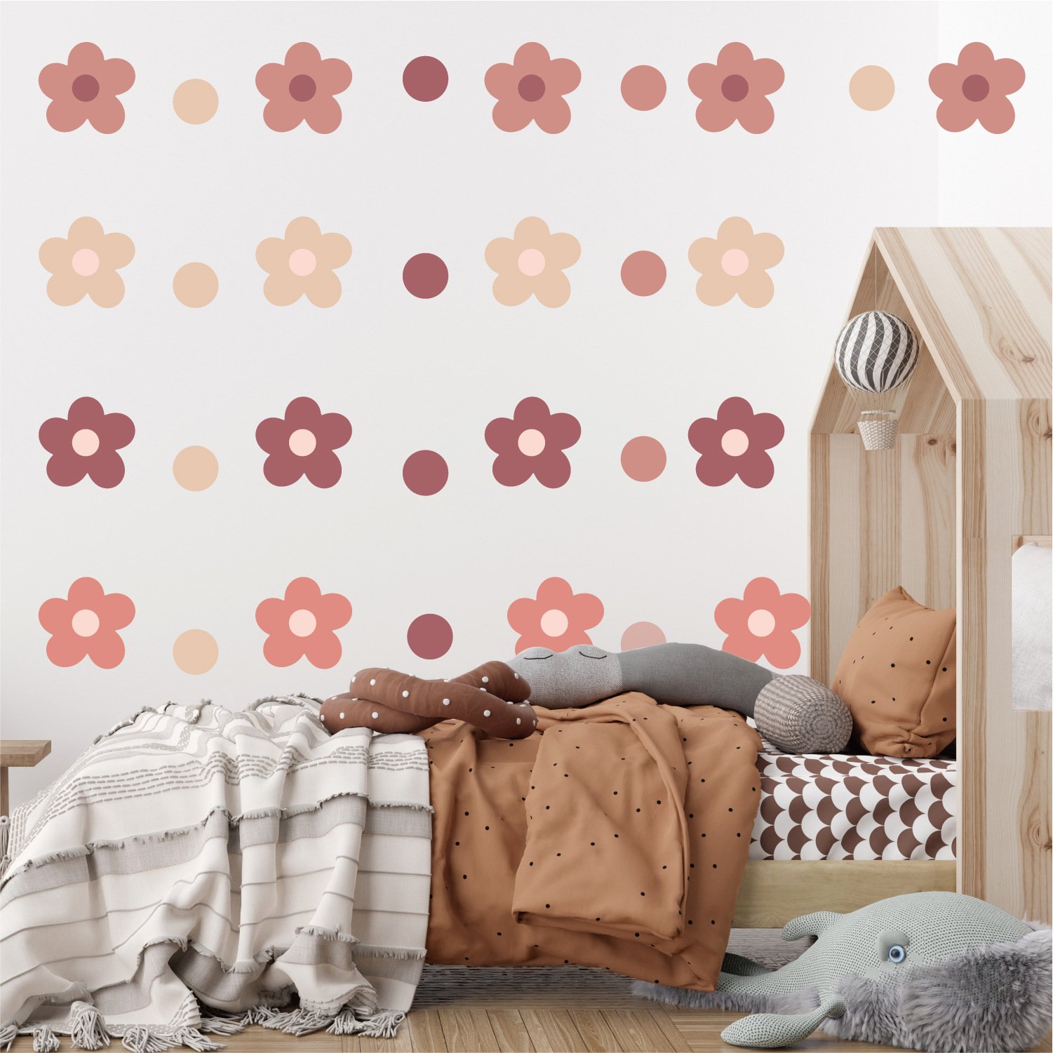 Cartoon BOHO Flower Kids Wall Stickers Decoration Home Removable Vinyl Wall Paper Stickers for Kids Nursery Bedroom