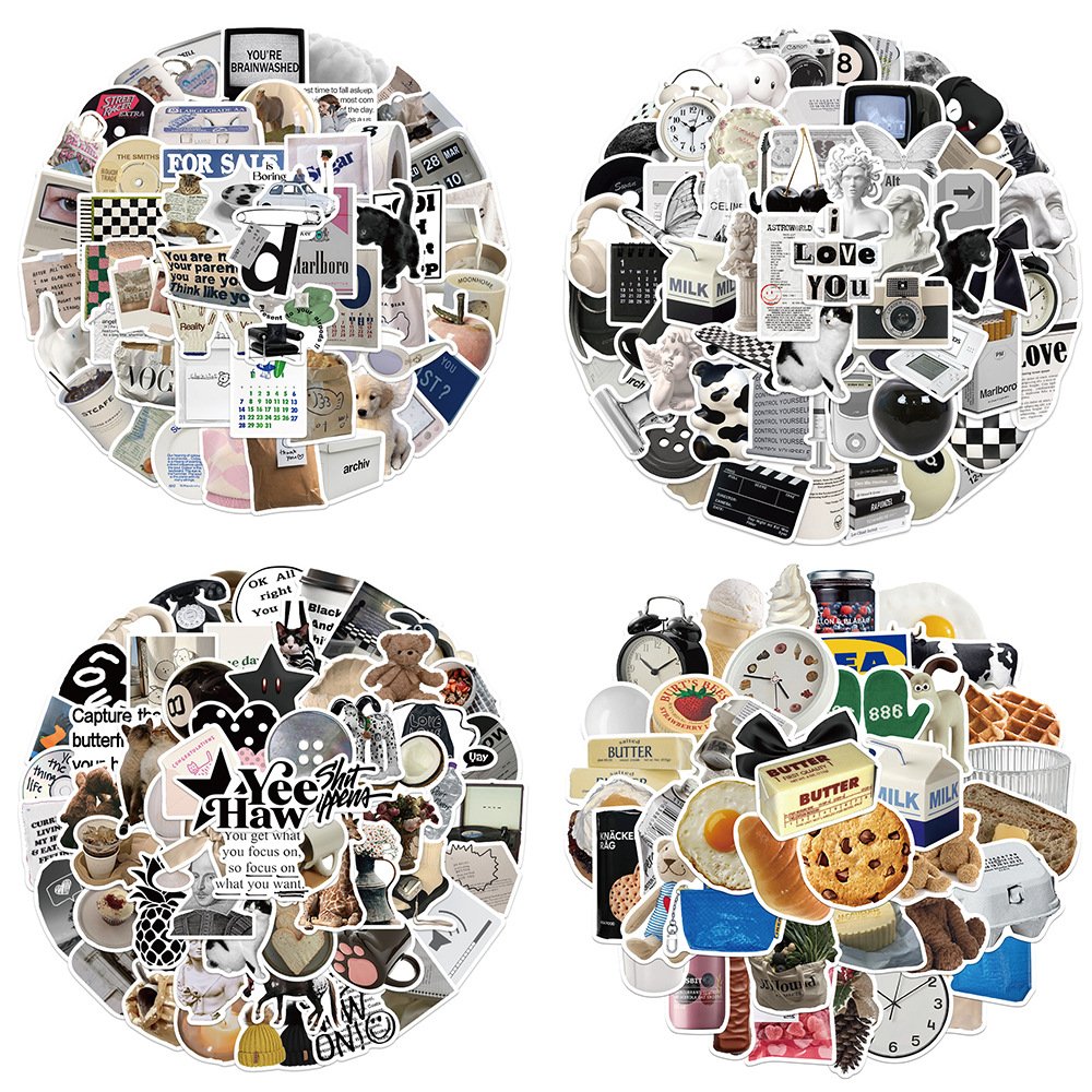 Wholesale 50pcs Cartoon Ins Milk Biscuit Graffiti Waterproof DIY Decorative Stickers for Luggage Case Water Cup Guitar