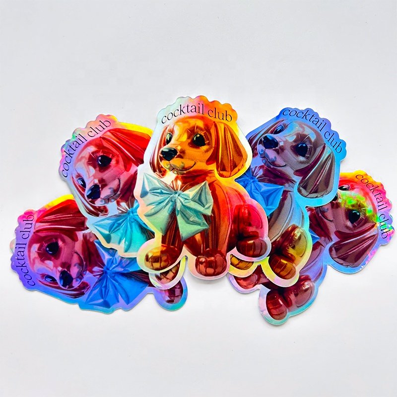 Selling Custom Waterproof Laptop Cartoon Hologram Stickers Packs Packaging Die Cut Logo Rainbow Laser Holographic Stickers