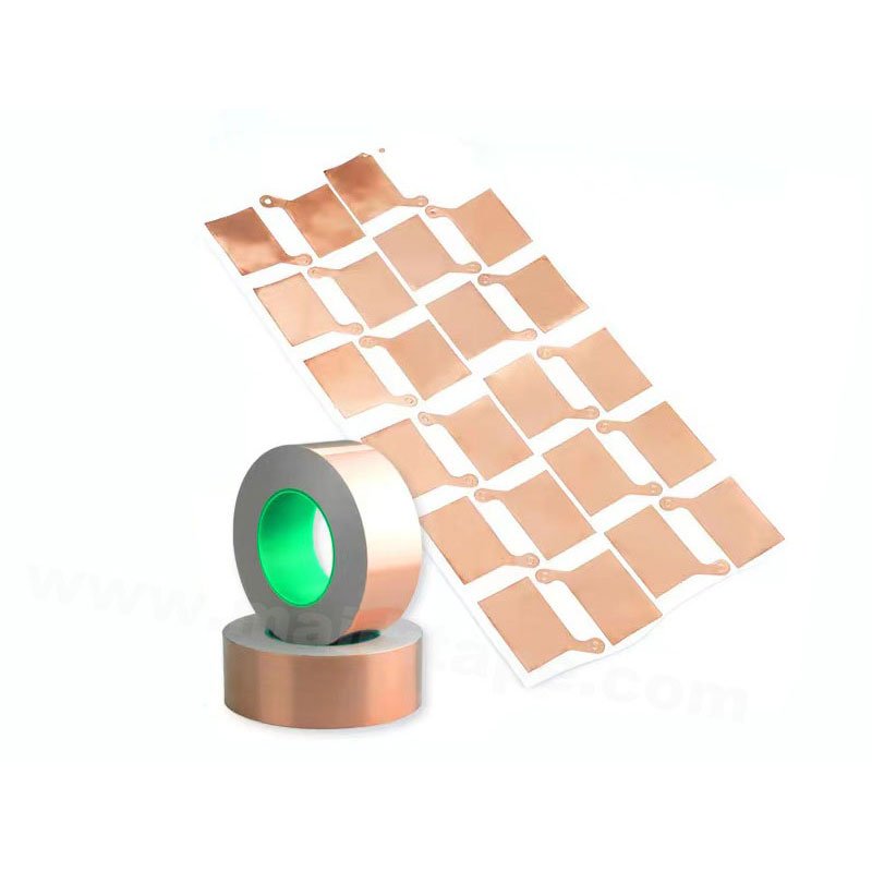 Custom Die Cut Shielding Strip EMI Conductive Copper Foil Stickers Acrylic Hot Melt Adhesive Tape Sheets Strips for Masking