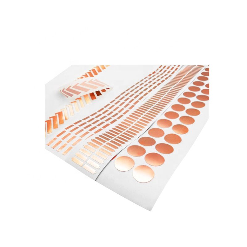 Custom Die Cut Shielding Strip EMI Conductive Copper Foil Stickers Acrylic Hot Melt Adhesive Tape Sheets Strips for Masking