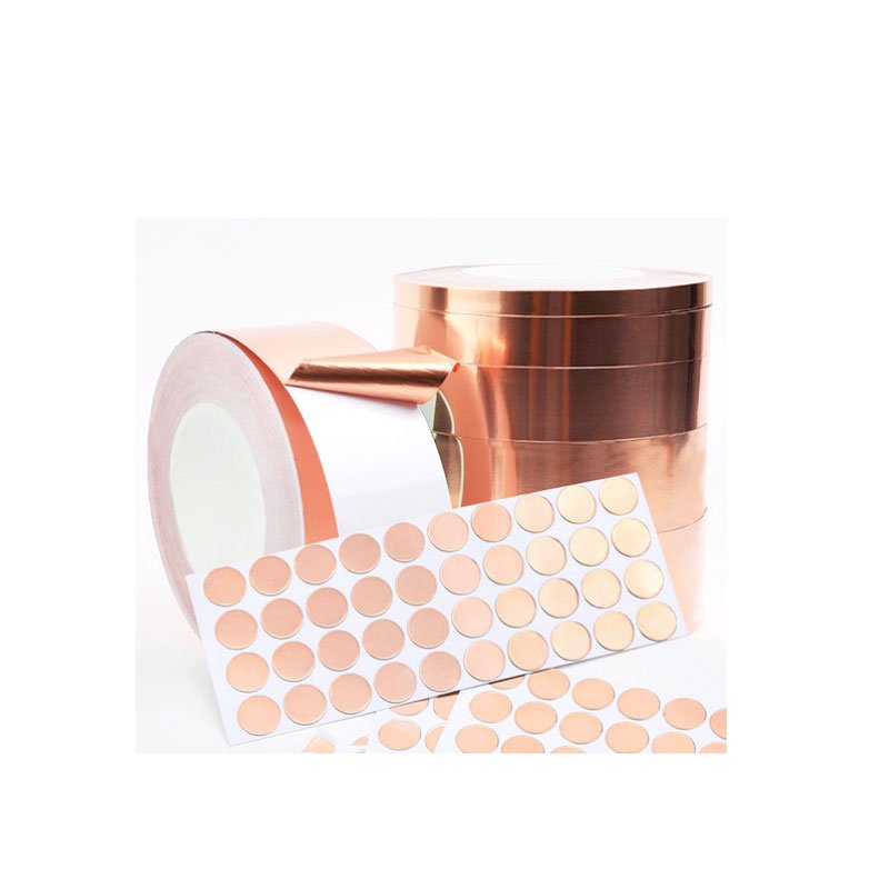 Custom Die Cut Shielding Strip EMI Conductive Copper Foil Stickers Acrylic Hot Melt Adhesive Tape Sheets Strips for Masking