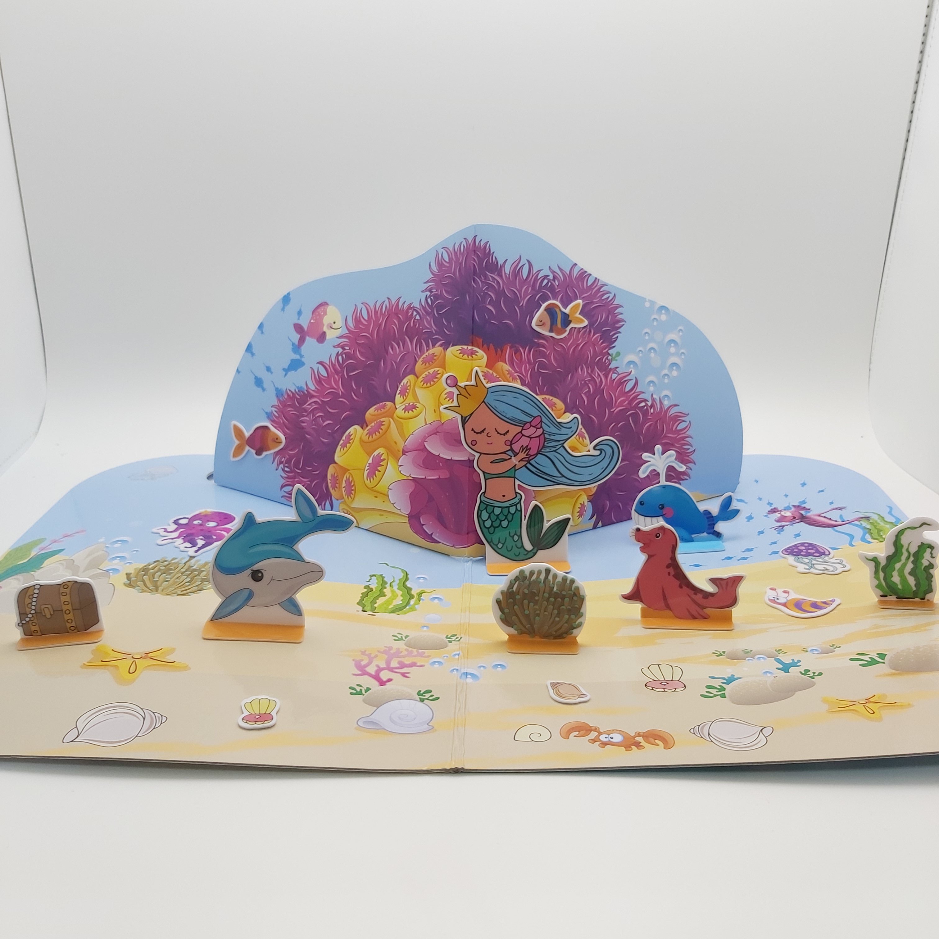 SEA WORLD pop up scene board game with TPE stickers, ECO-FRIENDLY TPE & TPR reusable washable sticker custom ODM design