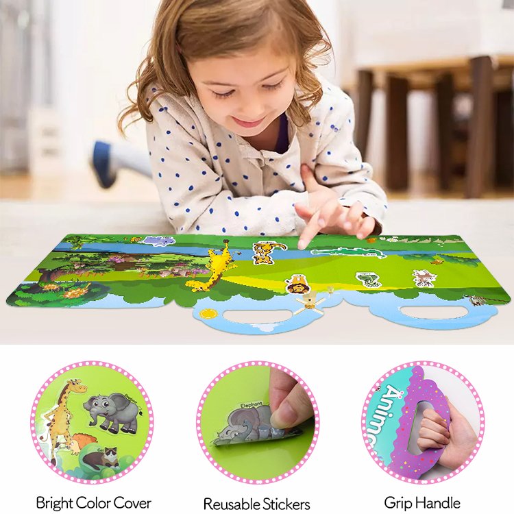 Cute Cartoon Anime Reusable Sticker Album for Collecting, Small Activity Album with 30 Puffy Stickers to Start