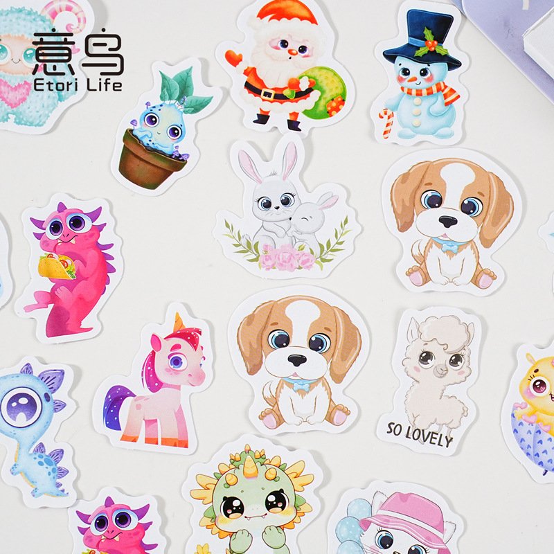 46 stickers per box eye hugging star frost paper Korean cute cartoon hand account DIY decorative material