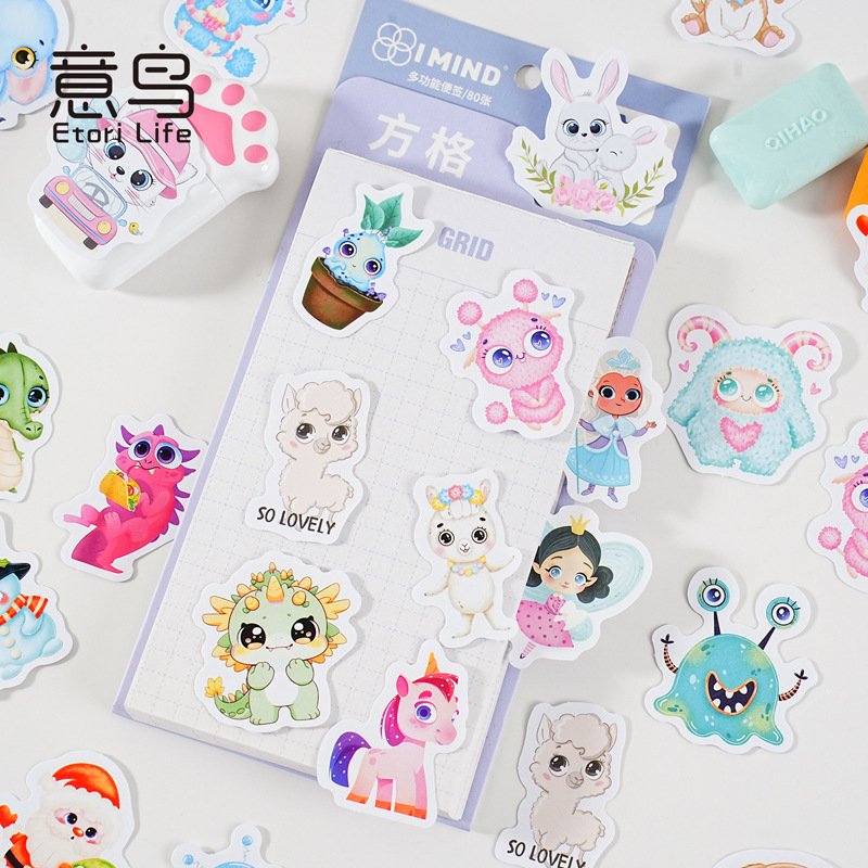 46 stickers per box eye hugging star frost paper Korean cute cartoon hand account DIY decorative material
