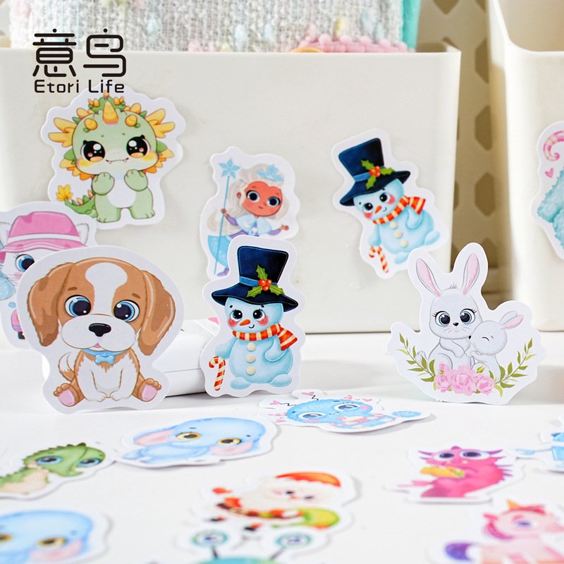 46 stickers per box eye hugging star frost paper Korean cute cartoon hand account DIY decorative material
