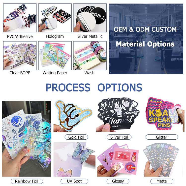 Eco-friendly Adhesive Cartoon Kiss Cut Sticker Sheet Custom Paper Sheet Sticker Printing